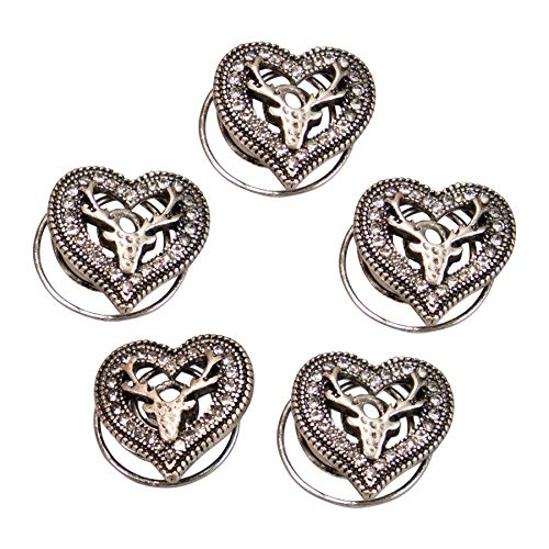Alpenflüstern Trachten Haar-Curlies Strassherz-Hirsch 5-er Set (antik-silber-farben) ADV127 von Alpenflüstern