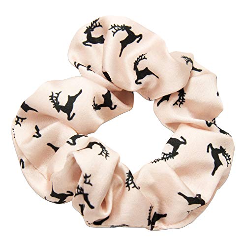 Alpenflüstern Trachten Haargummi Scrunchie Hirsch - Haarschmuck, Haarband fürs Dirndl (rosé, schwarze Hirsche) ADV120 von Alpenflüstern