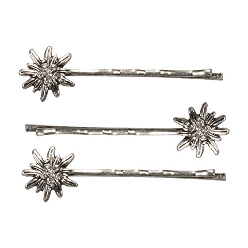 Alpenflüstern Trachten-Haarklammern Strass-Edelweiss 3er-Set (antik-silber-farben) ADV098 von Alpenflüstern
