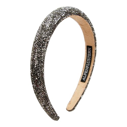 Alpenflüstern Trachten-Haarreif Glitzer breit - Damen Haarschmuck, Haarband rutschfest fürs Dirndl (grau) ADV149 von Alpenflüstern