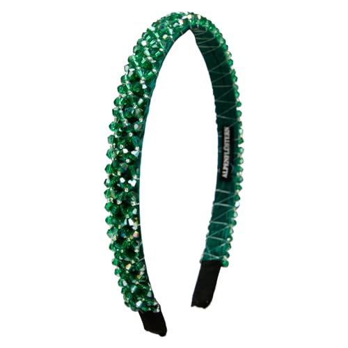 Alpenflüstern Trachten-Haarreif Glitzerperlen schmal - Damen Haarschmuck, Haarband rutschfest fürs Dirndl (grün) ADV150 von Alpenflüstern