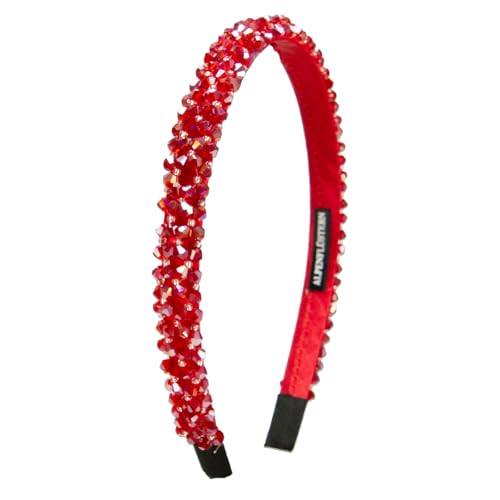 Alpenflüstern Trachten-Haarreif Glitzerperlen schmal - Damen Haarschmuck, Haarband rutschfest fürs Dirndl (rot) ADV150 von Alpenflüstern