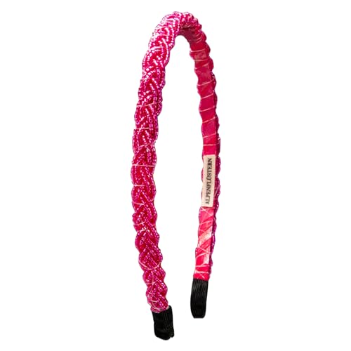 Alpenflüstern Trachten-Haarreif Perlen Flechtoptik - Damen Haarschmuck geflochten, Haarband rutschfest fürs Dirndl (in traditionellen Farben) ADV138 ((fuchsia-pink)) von Alpenflüstern