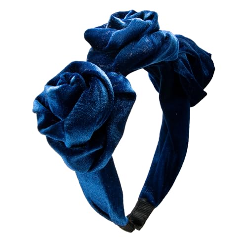 Alpenflüstern Trachten-Haarreif Samt Flechtoptik Blüten - Damen Haarschmuck rutschfest, Haarband fürs Dirndl (blau) ADV146 von Alpenflüstern