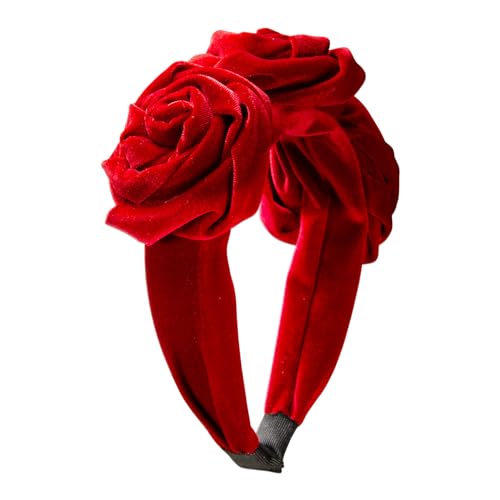 Alpenflüstern Trachten-Haarreif Samt Blüten - Damen Haarschmuck rutschfest, Haarband fürs Dirndl (rot) ADV146 von Alpenflüstern