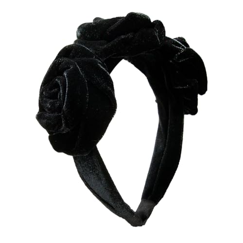 Alpenflüstern Trachten-Haarreif Samt Blüten - Damen Haarschmuck rutschfest, Haarband fürs Dirndl (schwarz) ADV146 von Alpenflüstern