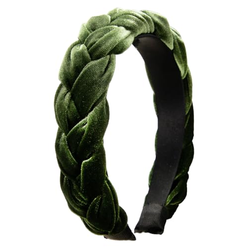 Alpenflüstern Trachten-Haarreif Samt Flechtoptik - Damen Haarschmuck rutschfest, Haarband geflochten fürs Dirndl (moosgrün) ADV132 von Alpenflüstern