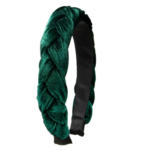 Alpenflüstern Trachten-Haarreif Samt Flechtoptik - Damen Haarschmuck rutschfest, Haarband geflochten fürs Dirndl (waldgrün) ADV132 von Alpenflüstern