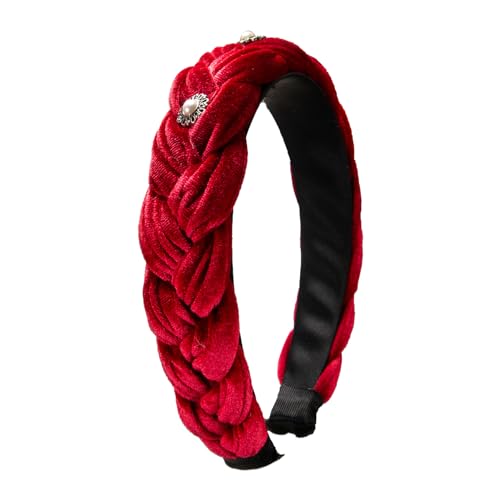 Alpenflüstern Trachten-Haarreif Samt Flechtoptik Helena - Damen Haarschmuck geflochten mit Perlen-Ornament, Haarband rutschfest fürs Dirndl (in traditionellen Farben) ADV133 ((rot)) von Alpenflüstern