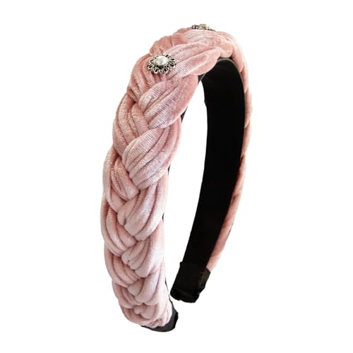 Alpenflüstern Trachten-Haarreif Samt Flechtoptik Helena - Damen Haarschmuck geflochten mit Perlen-Ornament, Haarband rutschfest fürs Dirndl (puder-rosa) ADV133 von Alpenflüstern
