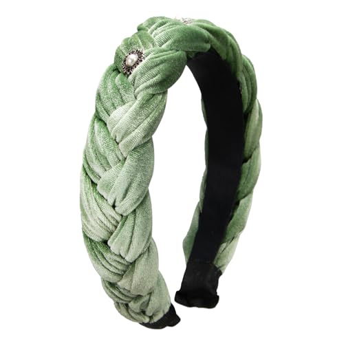 Alpenflüstern Trachten-Haarreif Samt Flechtoptik Helena - Damen Haarschmuck geflochten mit Perlen-Ornament, Haarband rutschfest fürs Dirndl (salbei-grün) ADV133 von Alpenflüstern