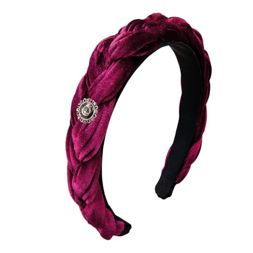 Alpenflüstern Trachten-Haarreif Samt Flechtoptik Oktoberfest Logo - Damen Haarschmuck rutschfest, Haarband geflochten fürs Dirndl (dunkelrot-bordeaux) ADV161 von Alpenflüstern