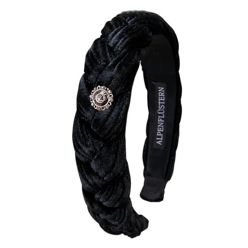 Alpenflüstern Trachten-Haarreif Samt Flechtoptik Oktoberfest Logo - Damen Haarschmuck rutschfest, Haarband geflochten fürs Dirndl (schwarz) ADV161 von Alpenflüstern