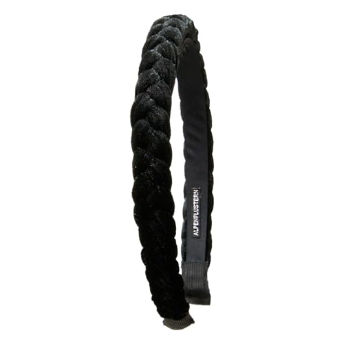 Alpenflüstern Trachten-Haarreif Samt Flechtoptik schmal - Damen Haarschmuck rutschfest, Haarband geflochten fürs Dirndl (schwarz) ADV160 von Alpenflüstern