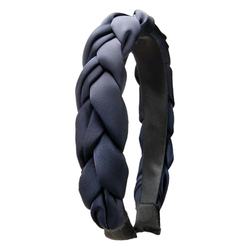 Alpenflüstern Trachten-Haarreif Satin Flechtoptik - Damen Haarschmuck rutschfest, Haarband geflochten fürs Dirndl (blau) ADV159 von Alpenflüstern
