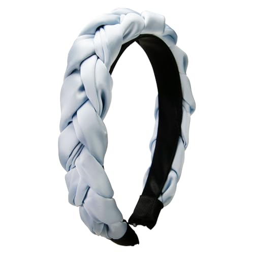 Alpenflüstern Trachten-Haarreif Satin Flechtoptik - Damen Haarschmuck rutschfest, Haarband geflochten fürs Dirndl (hell-blau) ADV159 von Alpenflüstern