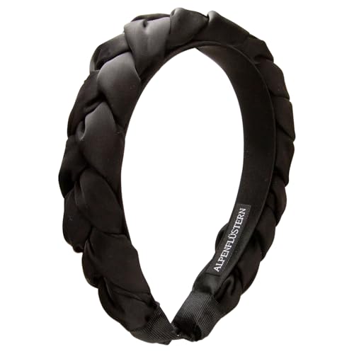 Alpenflüstern Trachten-Haarreif Satin Flechtoptik - Damen Haarschmuck rutschfest, Haarband geflochten fürs Dirndl (schwarz) ADV159 von Alpenflüstern