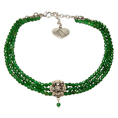 Alpenflüstern Trachten-Perlen-Kropfkette Frederike - nostalgische Trachtenkette, eleganter Damen-Trachtenschmuck, Dirndlkette grün DHK213 von Alpenflüstern