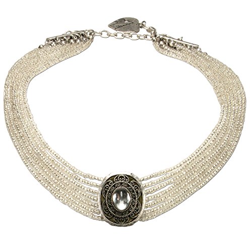 Alpenflüstern Trachten-Perlen-Kropfkette Josepha - Elegante Trachtenkette - nostalgischer Damen-Trachtenschmuck, Filigrane Dirndlkette klar-kristall DHK185 von Alpenflüstern