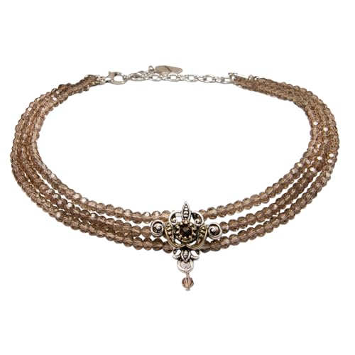 Alpenflüstern Trachten-Perlen-Kropfkette Lea - nostalgische Trachtenkette, eleganter Damen-Trachtenschmuck, Dirndlkette (rauchquarz) DHK236 von Alpenflüstern