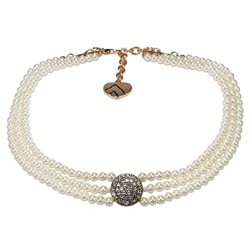 Alpenflüstern Trachten-Perlenkropfkette Strass Rondo - nostalgische Trachtenkette, eleganter Damen-Trachtenschmuck, Dirndlkette (klar) DHK328 von Alpenflüstern