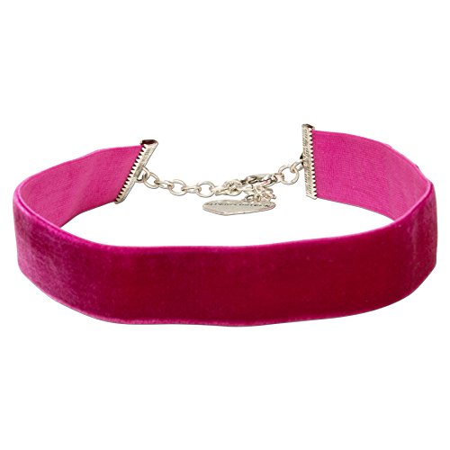 Alpenflüstern Trachten-Samt-Kropfband breit - Trachtenkette enganliegend, Kropfkette elastisch, eleganter Damen-Trachtenschmuck, Samtkropfband pink-fuchsia DHK199 von Alpenflüstern