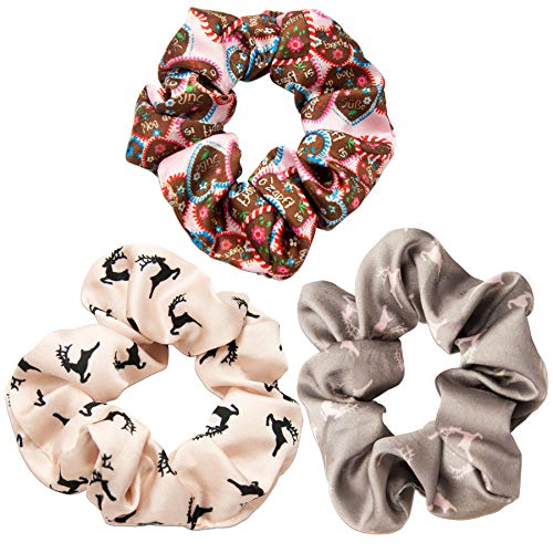 Alpenflüstern Trachten Scrunchie (3er Set) Hirsch und Lebkuchenherzen - Haarschmuck, Haarband fürs Dirndl (bunt) ADV120 von Alpenflüstern