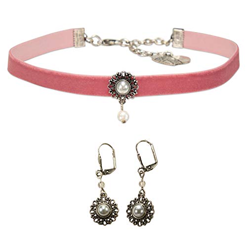 + Brisur Button Druckknöpfe silber schwarz ROSE SET Hot pink Armband Ohrringe 