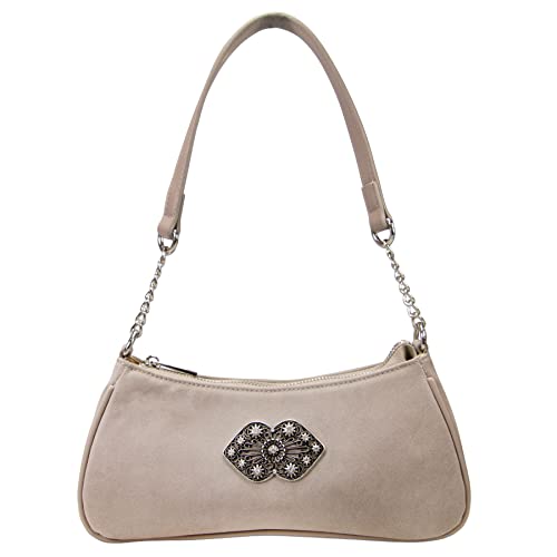 Alpenflüstern Trachtentasche Lissy - Damen Trachten Handtasche, Schultertasche fürs Dirndl, Tasche zur Tracht, Dirndltasche (taupe-grau) DTA095 von Alpenflüstern