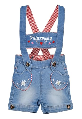 Alpenglück BONDI Latzshort ´Prinzessin´, blue denim 68 Tracht Baby Mädchen Artikel-Nr.86856 von Alpenglück