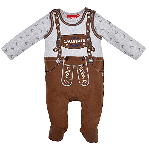 Alpenglück BONDI Strampler ´Lausbub´, brown 50 Tracht Baby Jungs Artikel-Nr.91579 von Alpenglück