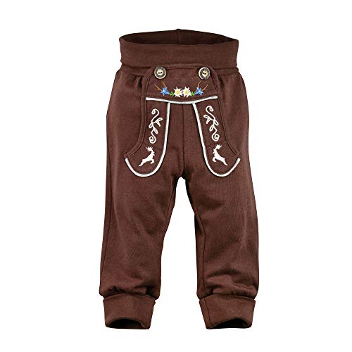 Alpenglück Baby-Trachten Laufhose aus Baumwolle Gr. 56 I Schöne Jungen-Hose in Braun I Trachtenmode für Kinder & Kleinkinder I Kinder-Laufhose aus Single-Jersey I Wunderschöne Kinderbekleidung von Alpenglück