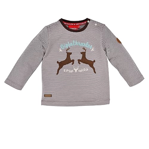 Alpenglück Bondi Sweatshirt Geringelt ´Gipfelkraxler´, Stripe Brown/Blue 68 Tracht Baby Jungs Artikel-Nr.91653 von Alpenglück