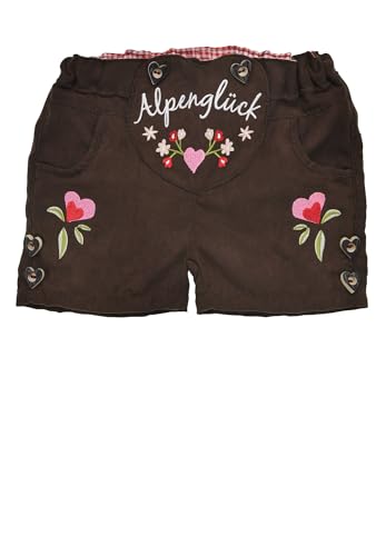 Alpenglück Bondi Trachten Kunstledershort, Brown 86 Tracht Baby Mädchen Artikel-Nr.86996 von Alpenglück