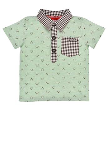 Bondi Poloshirt halbarm ´Hirsch´, Green-Melange 92 Tracht Baby Jungs Artikel-Nr.91717 von Alpenglück