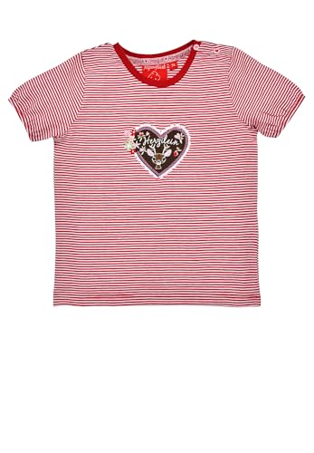 Bondi T-Shirt halbarm Geringelt ´Herzilein´, Stripe red/White 92 Tracht Baby Mädchen Artikel-Nr.86981 von Alpenglück