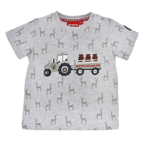 Bondi T-Shirt halbarm ´Traktor´, Grey-Melange 92 Tracht Baby Jungs Artikel-Nr.91630 von Alpenglück