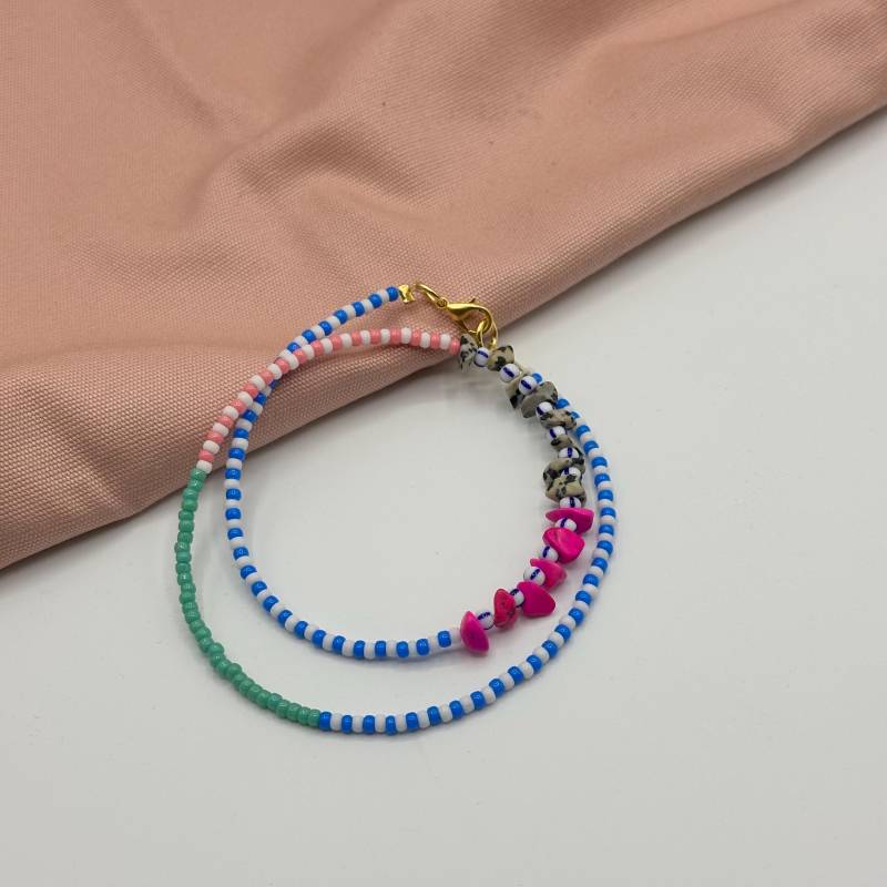 Bunte Perlenhalskette /Kette Bunt/Hochwertige Perlenkette Kette Aus Verschiedenen Bunten Perlen von Alpenkaetzle