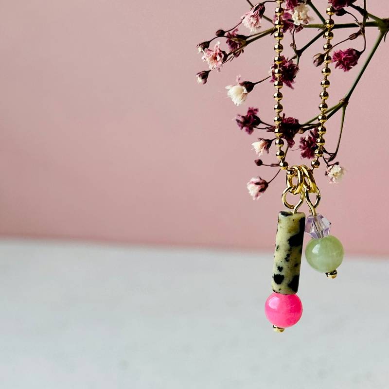 Kugelkette Mit Natursteinperlen/Perlenkette Bunte Natursteinen von Alpenkaetzle