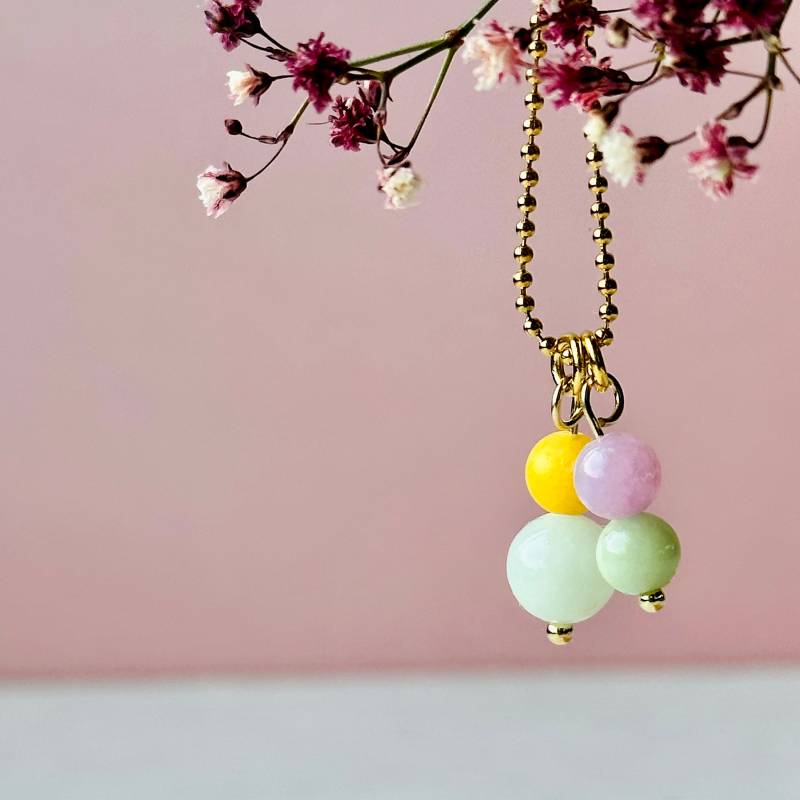 Kugelkette Mit Natursteinperlen/Perlenkette Bunte Natursteinen von Alpenkaetzle