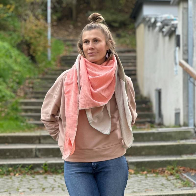 Musselintuch/Musselinschal Colorblocktuch von Alpenkaetzle