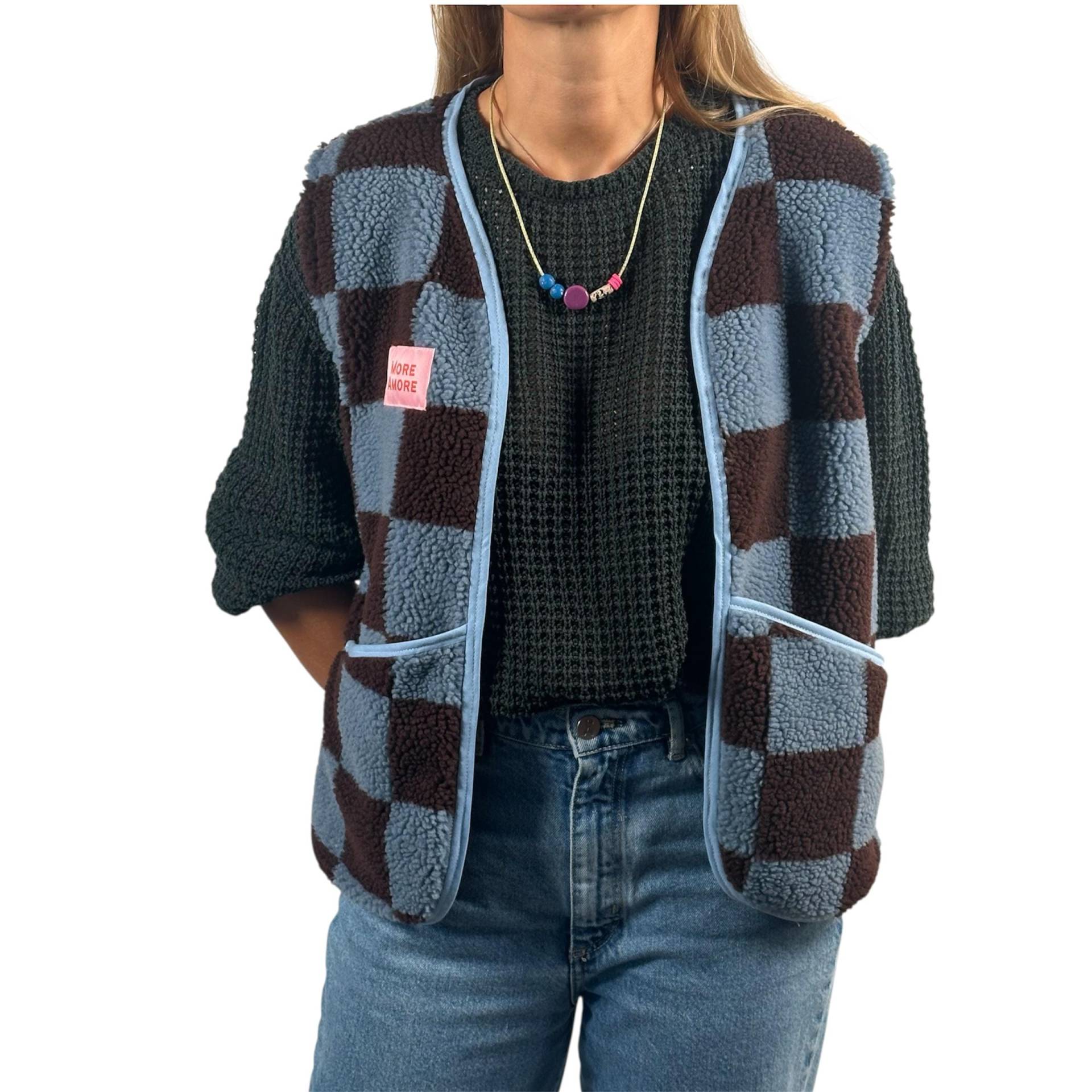 Weste/Plüschweste Vest Karierte von Alpenkaetzle