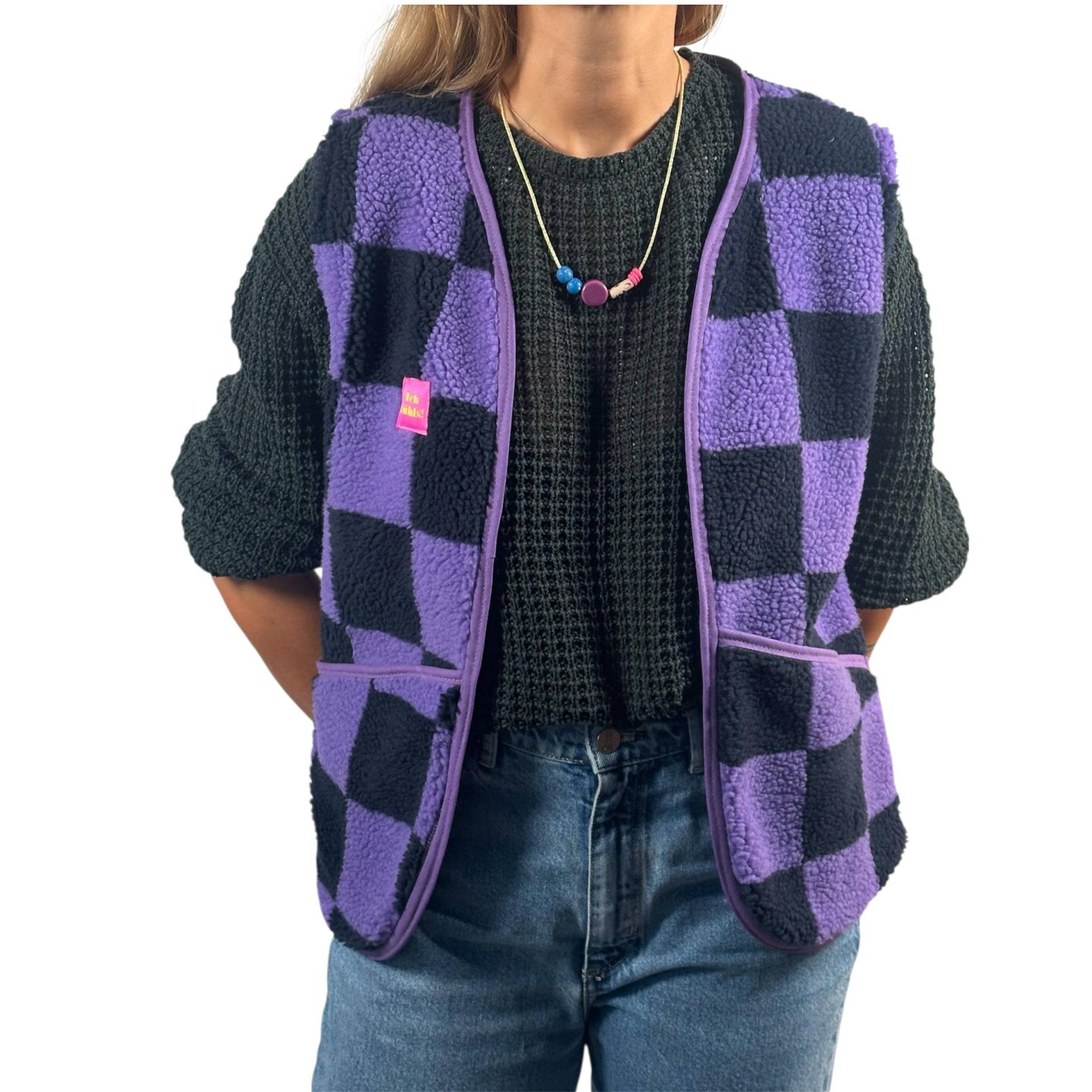 Weste/Plüschweste Vest Karierte von Alpenkaetzle