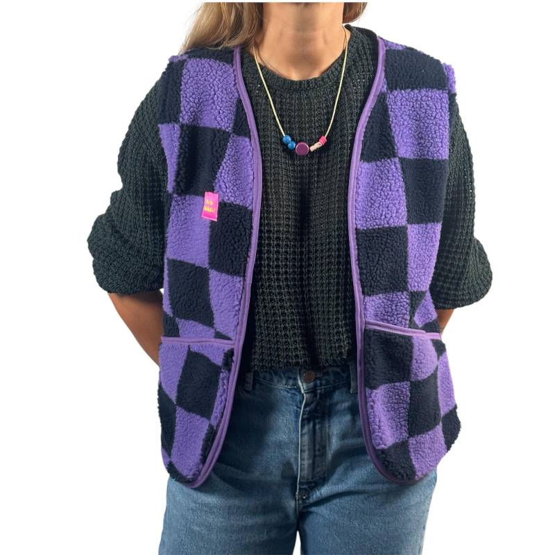 Weste/Plüschweste Vest Karierte von Alpenkaetzle