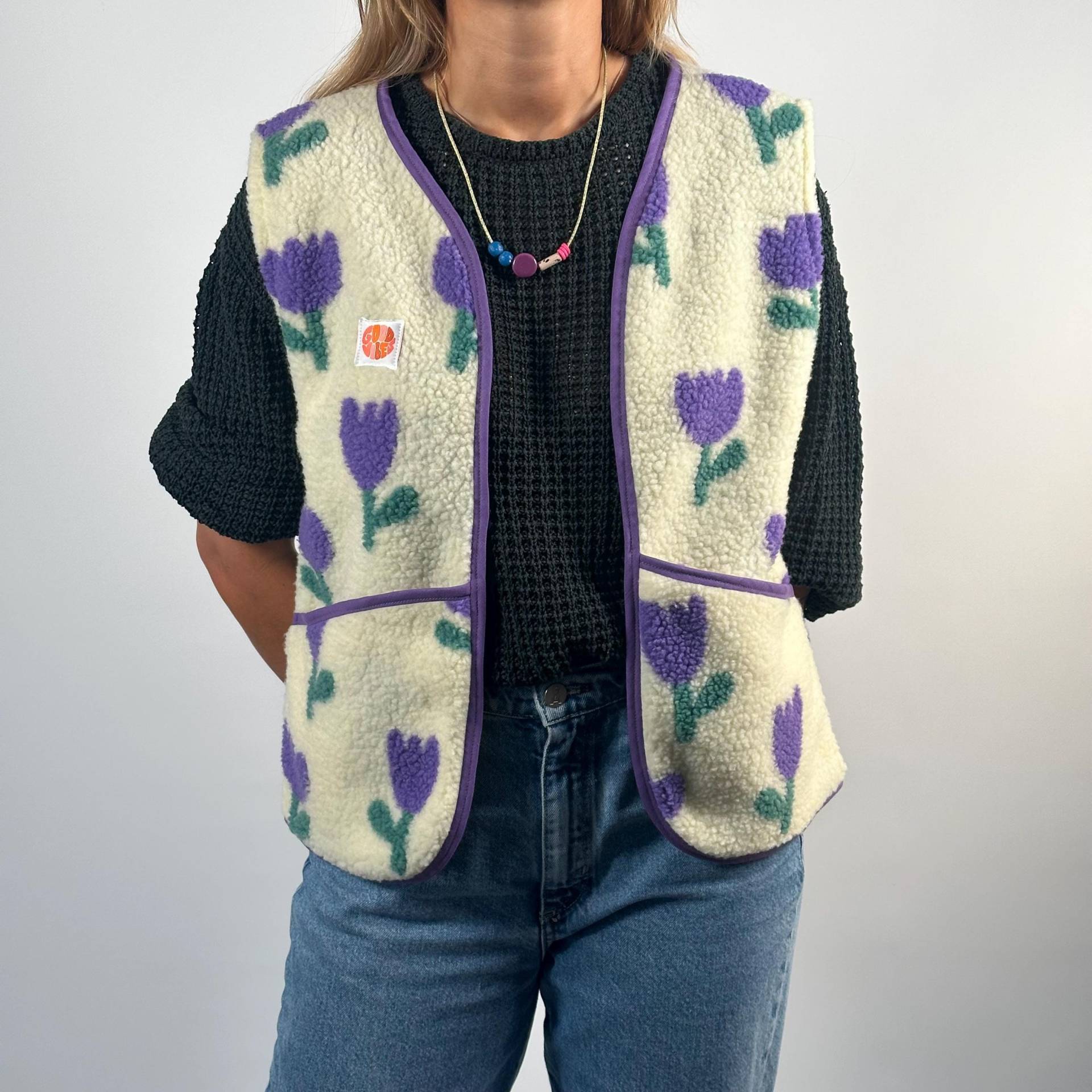 Weste/Plüschweste Vest Karierte von Alpenkaetzle