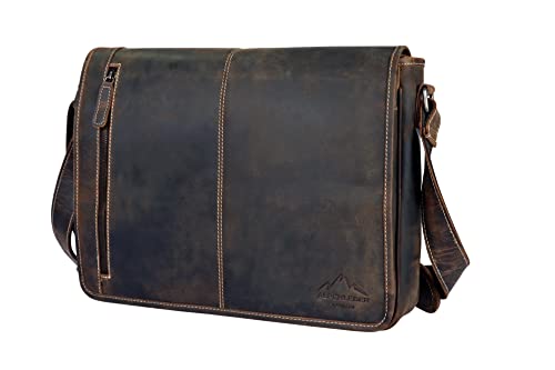 Alpenleder Aktentasche - ATLANTA (Handgefertigt) - Nachhaltiges Bio-Leder aus regionaler Landwirtschaft | Messenger Bag, Umhängetasche, Laptoptasche 15.6 Zoll *Fair Produziert* (40x30x10, Old Havanna) von Alpenleder