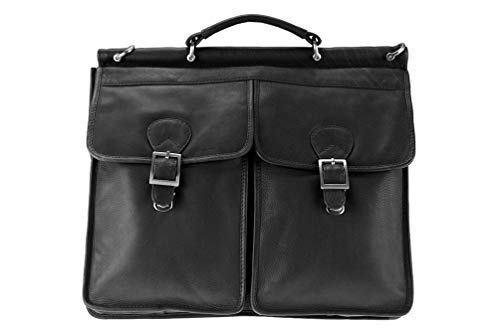 Alpenleder Aktentasche - DIPLOMAT (Handgefertigt) - Nachhaltiges Bio-Leder aus regionaler Landwirtschaft | Messenger Bag, Laptoptasche 15.6 Zoll *Fair Produziert* (40x30x17.5, Schwarz) von Alpenleder