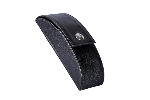 Alpenleder Brillenetui GLUST (Handgefertigt) - Nachhaltiges Bio-Leder aus regionaler Landwirtschaft | hochwertiges Sonnenbrillenetui, Brillenbox/Brillenetui leder *Fair Produziert* (Ebenholz) von Alpenleder