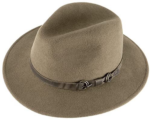 Alpenleder Fedora Hut Siena | Handgefertigter Wollhut Filzhut Wollfilzhut Hut Hat Herren (XL (61-62 cm), Dark Khaki) von Alpenleder