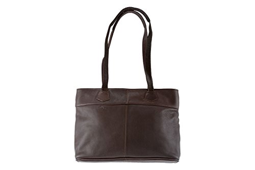 Alpenleder Handtasche - ISCHGL (Handgefertigt) - Nachhaltiges Bio-Leder aus regionaler Landwirtschaft | Henkeltasche leder, Handtasche damen Mittelgroß *Fair Produziert* (40x28x10, Schokobraun) von Alpenleder